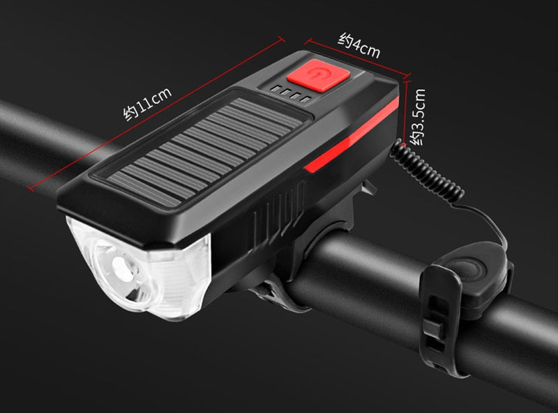 Solar Charging Bicycle LED Light with 3 Modes - Waterproof