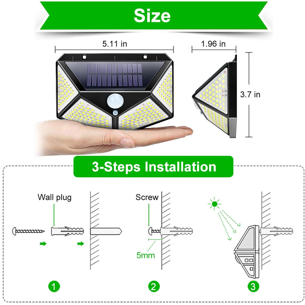 Outdoor Solar Lamp Powered by Sunlight - Waterproof + Motion Sensor